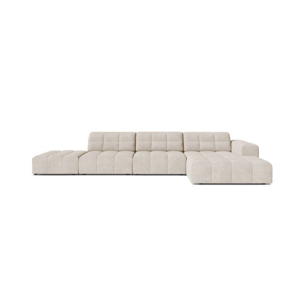 Divano angolare color crema (con penisola a destra/con chaise lounge) con rivestimento in ciniglia Chicago – Cosmopolitan Design