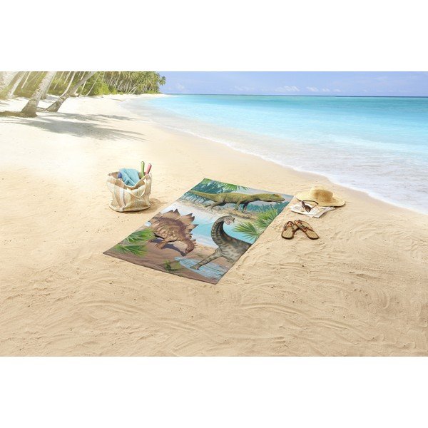Telo mare da bambini in velluto 75x150 cm Dino – Good Morning-image-1