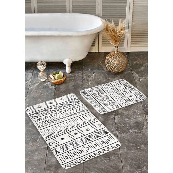 Tappetini da bagno bianchi e neri in set da 2 pezzi 60x100 cm - Mila Home-image-4