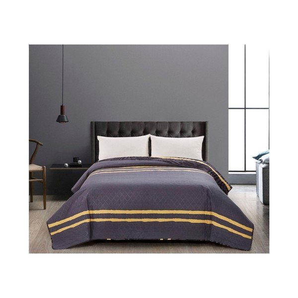 Copriletto bifacciale in microfibra grigio e nero Turmeric, 260 x 280 cm - DecoKing