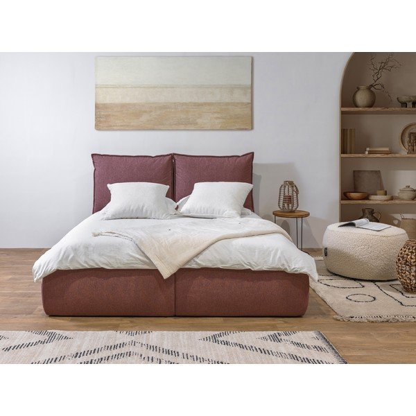 Letto matrimoniale rosa imbottito con spazio contenitivo con griglia inclusa 160x200 cm Garance – Bobochic Paris-image-1