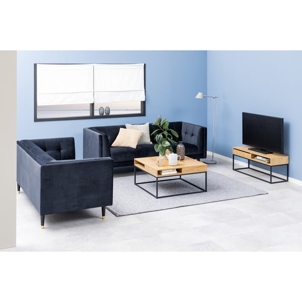 Tavolino da salotto colore naturale scuro con piano effetto rovere 80x80 cm Willford – Actona-image-4