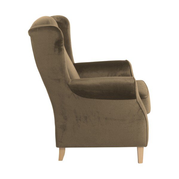 Hnědé křeslo ušák Max Winzer Lorris Velour Sahara-image-3