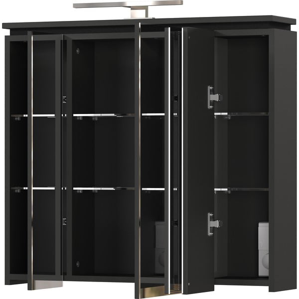 Mobile bagno antracite con specchio e illuminazione 76x74 cm Modesto - Germania-image-2