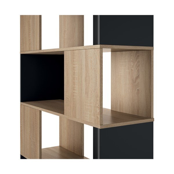 Libreria nera in rovere decorato 98x180 cm Rossio - TemaHome-image-3