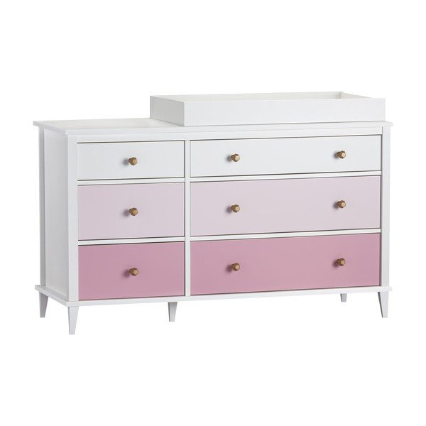 Cassettiera con fasciatoio per bambini rosa 136x90x49 cm Poppy - Støraa-image-4