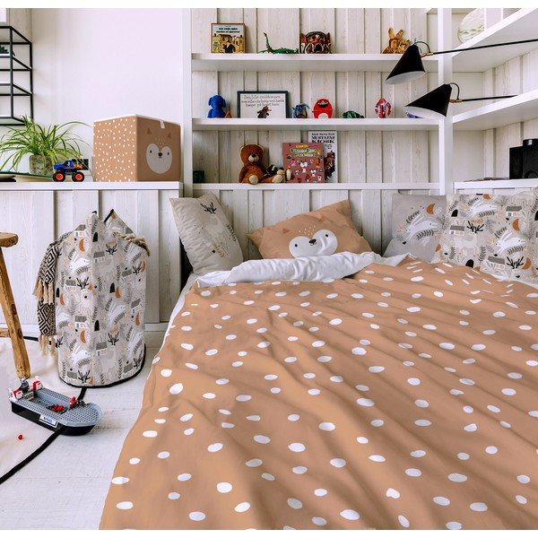 Lenzuolo per culla in cotone sateen arancione 130x100 cm Dots from the Forest - Butter Kings-image-1