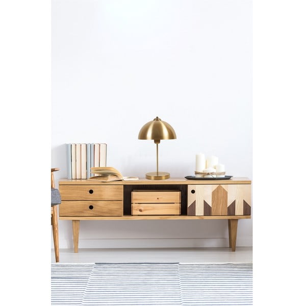 Lampada da tavolo dorata con paralume in metallo (altezza totale 40 cm) Lungo – Opviq lights-image-2