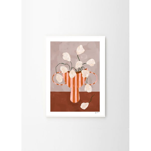 Poster 30x40 cm White Flowers in Striped Vase – Frankie Penwill – The Poster Club-image-4