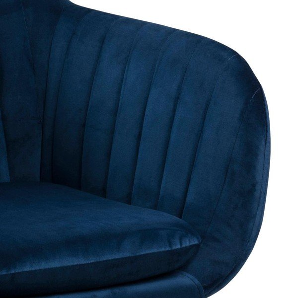 Sedia da pranzo blu scuro in imbottito con braccioli Emilia – Actona-image-2