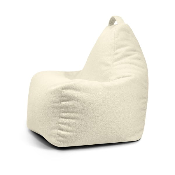 Puof a sacco color crema con rivestimento in bouclé Play Amuse – SLOWDOWN