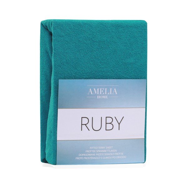 Lenzuolo con angoli turchese per letto matrimoniale Siesta, 180/200 x 200 cm Ruby - AmeliaHome-image-1