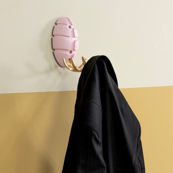 Gancio da parete rosa chiaro/dorato in plastica Bug – Spinder Design-image-1