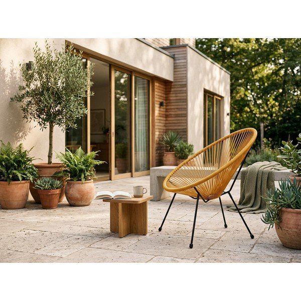 Poltrona da esterno gialla in metallo/in plastica Avocado Comfort – Bonami Selection-image-1