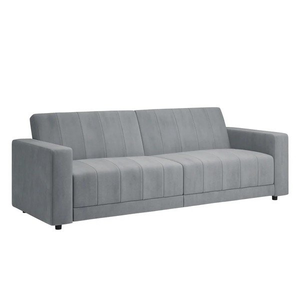 Divano grigio chiaro reclinabile/allungabile con rivestimento in velluto 225 cm Allie – Støraa