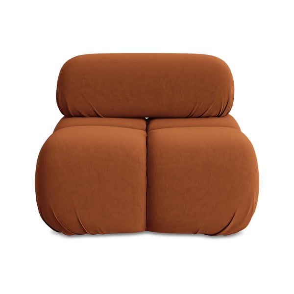 Parte divano componibile arancione (solo con parte centrale) con rivestimento in velluto Lokua – Makamii