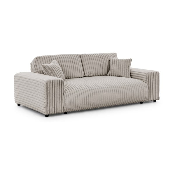 Divano grigio chiaro con rivestimento in velluto a coste 213 cm Justin – Ropez