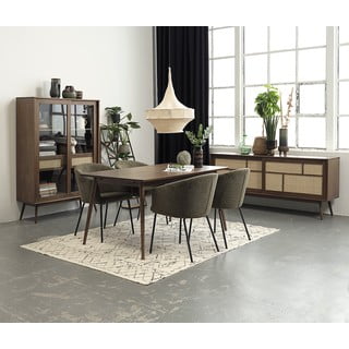 Cassettiera bassa marrone scuro effetto rovere con ante scorrevoli 180x80 cm Barrali - Unique Furniture