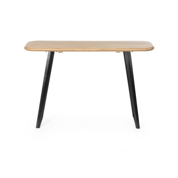 Tavolo consolle nero/colore naturale chiaro con piano in legno di mango 40x130 cm Nashik – Bizzotto-image-2