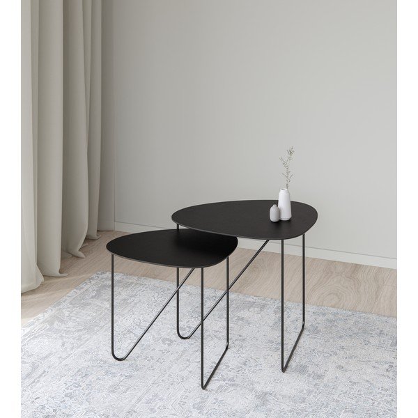 Tavolino da salotto nero in metallo 44x50 cm Curve L Bull – LIND DNA-image-2