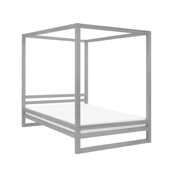 Šedá dřevěná dvoulůžková postel Benlemi Baldee, 200 x 190 cm