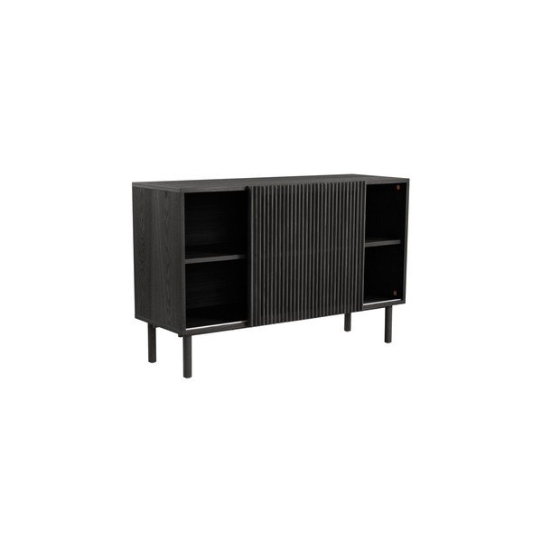 Armadietto nero con effetto frassino con porte scorrevoli 124x80x45 cm Sion – Jotex-image-2