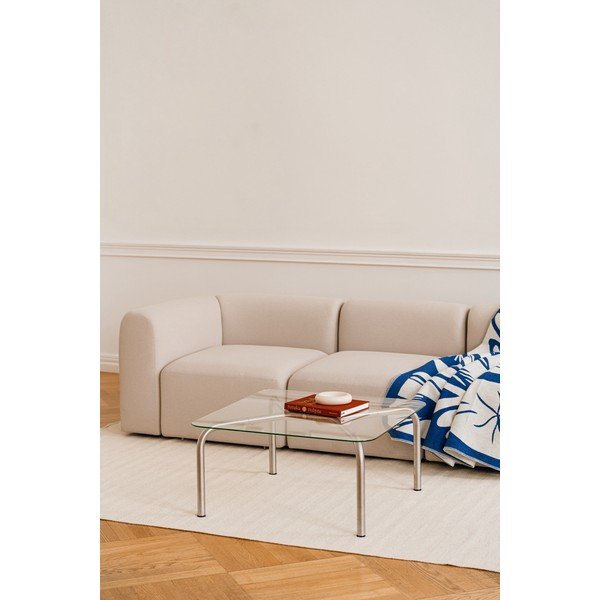 Tavolino da salotto argentato con piano in vetro 60x80 cm Uku – noo.ma-image-1