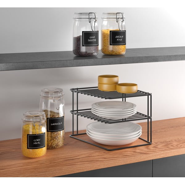 Ripiano aggiuntivo nero in acciaio inox 25x25 cm Palio – Metaltex-image-1