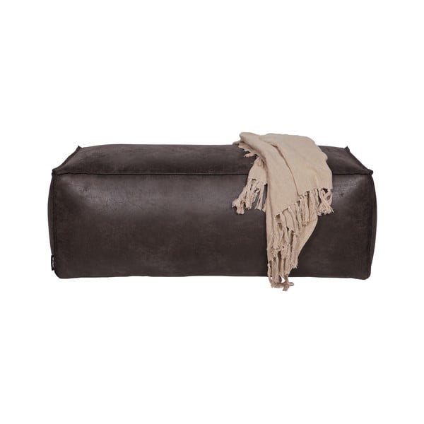 Poggiapiedi nero con rivestimento in finta pelle Rodeo – WOOOD-image-1