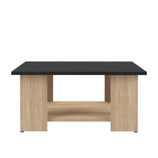 Tavolino in rovere con piano nero 67x67 cm Square - TemaHome