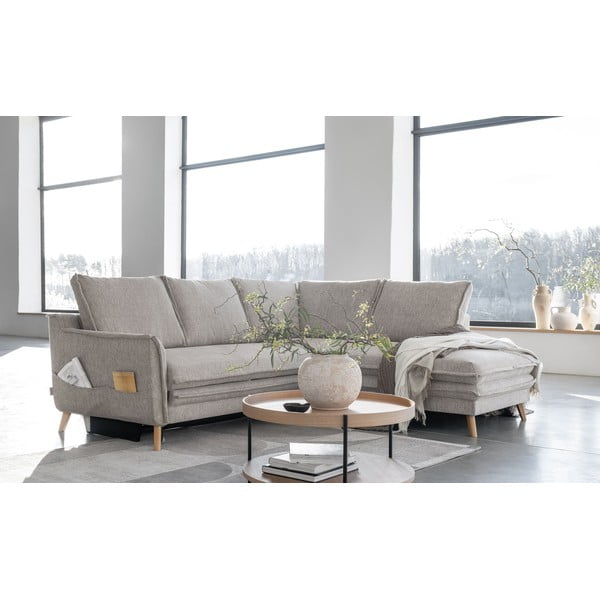 Divano letto angolare beige (angolo destro) Charming Charlie - Miuform-image-3