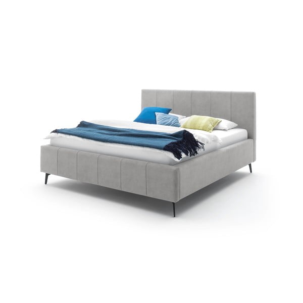 Letto matrimoniale imbottito grigio chiaro con contenitore con griglia 180x200 cm Lizzano - Meise Möbel