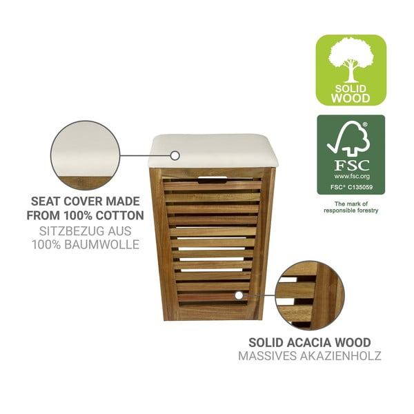 Cesta per il bucato colore naturale scuro in legno 55 l Fondi – Wenko-image-2