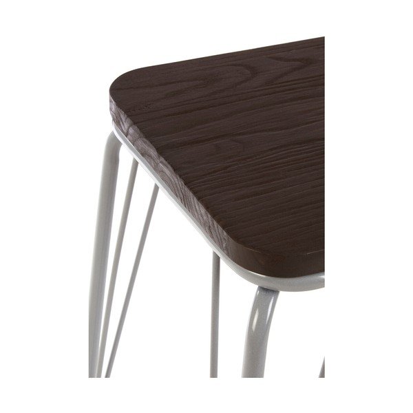 Sgabello grigio/colore naturale scuro in olmo massiccio District – Premier Housewares-image-4