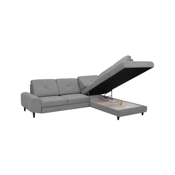 Světle šedá rohová rozkládací pohovka s úložným prostorem Windsor & Co Sofas, pravý roh Beta-image-4