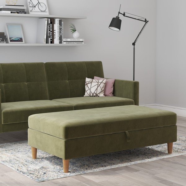 Poggiapiedi in velluto verde Lilly - Støraa-image-3