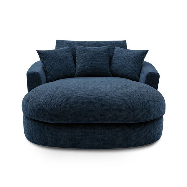 Poltrona blu scuro con rivestimento in ciniglia Belem – Bobochic Paris-image-3
