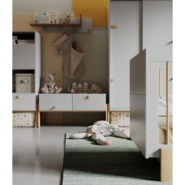 Cassettiera bassa per bambini grigio chiaro 100x25 cm Cube - Pinio-image-1