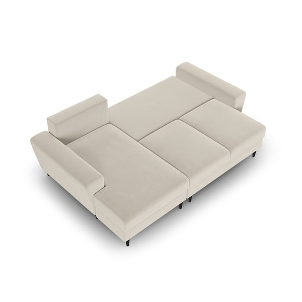 Divano angolare beige allungabile e con contenitore (con penisola a sinistra/con chaise lounge) con rivestimento in velluto Kyoto – Cosmopolitan Design-image-2