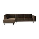 Divano angolare grigio/marrone (con penisola a sinistra/a L) con rivestimento in velluto Statement – WOOOD