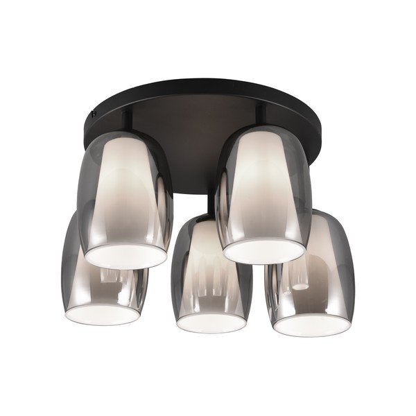 Apparecchio da soffitto con paralume in vetro ø 14 cm in nero-argento Barret - Trio Select-image-1