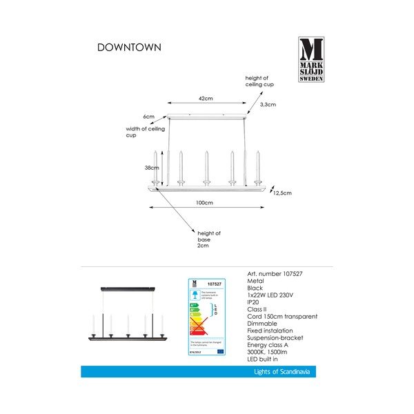 Apparecchio a sospensione nero Downtown - Markslöjd-image-2
