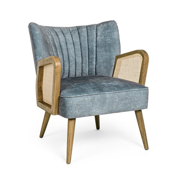 Poltrona blu polveroso con rivestimento in velluto Virna – Bizzotto