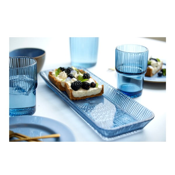 Piatto da portata in vetro blu 14x38 cm Kusintha - Bitz-image-1