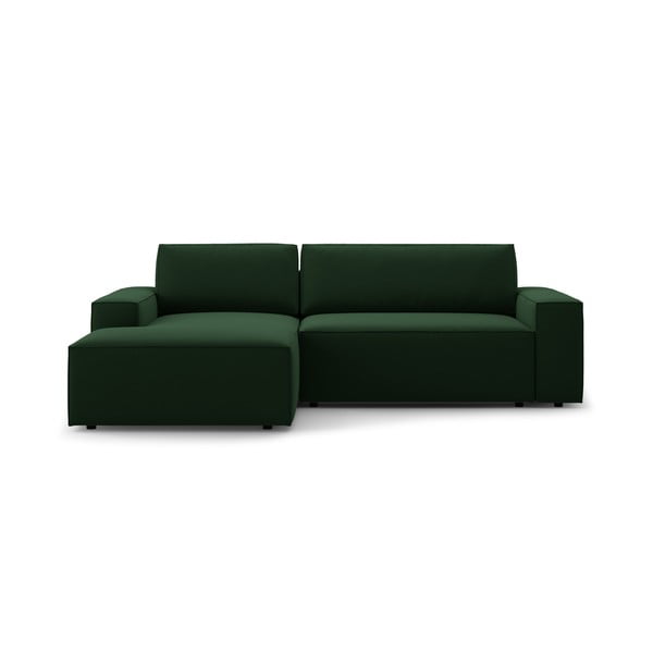 Divano letto angolare verde scuro in tessuto bouclé (angolo sinistro) Jodie - Micadoni Home