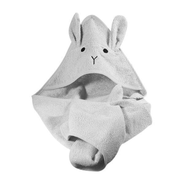 Asciugamano con cappuccio da bambini grigio in cotone 76x76 cm Rabbit – Kindsgut-image-4