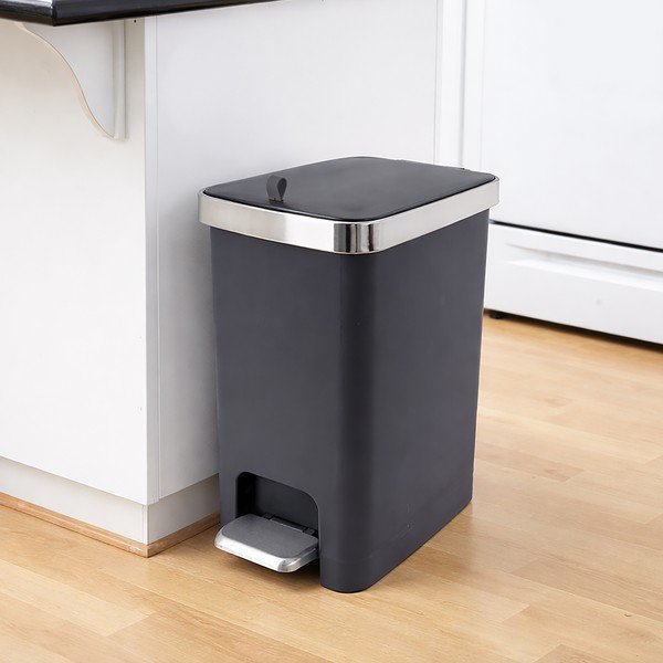 Cestino per la spazzatura grigio in plastica con pedale 15 l Premier – Orion-image-1