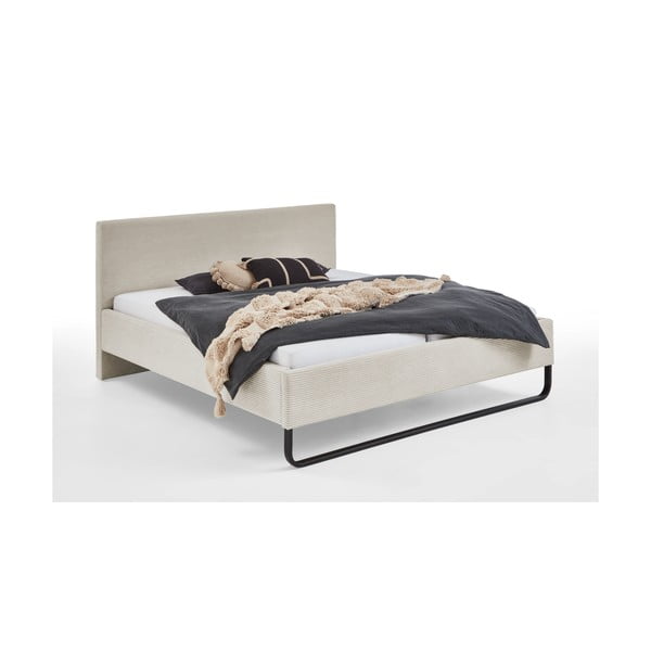 Letto matrimoniale imbottito beige rete non inclusa 180x200 cm Swing – Meise Möbel-image-4