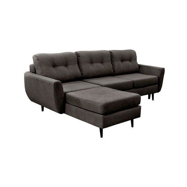 Divano letto grigio scuro con gambe nere Hortensia, angolo sinistro - Mazzini Sofas-image-1