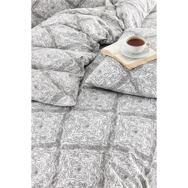 Set copripiumino e federa grigio per letto matrimoniale o esteso con lenzuolo incluso/4 pezzi 200x220 cm Geometric – Mila Home-image-2